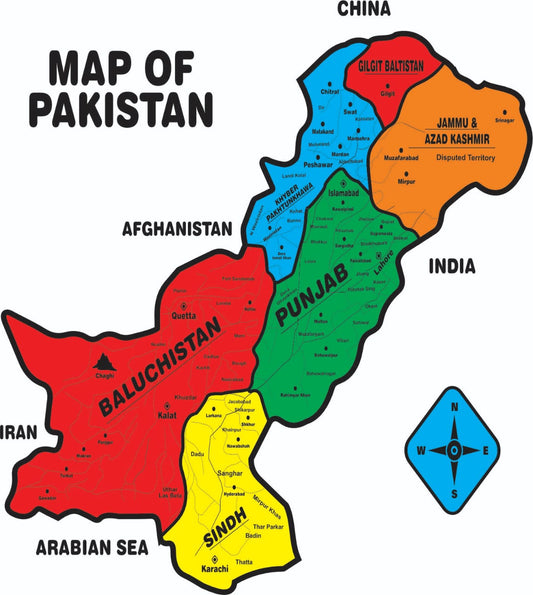 Wooden Montessori Map of Pakistan Educational Learning Material