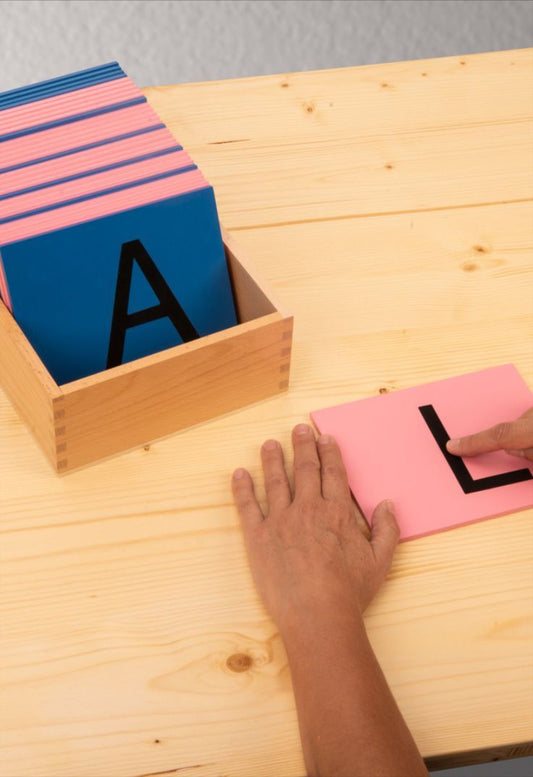 Montessori Sandpaper Capital Letters Set – Wooden Alphabets Learning Toy