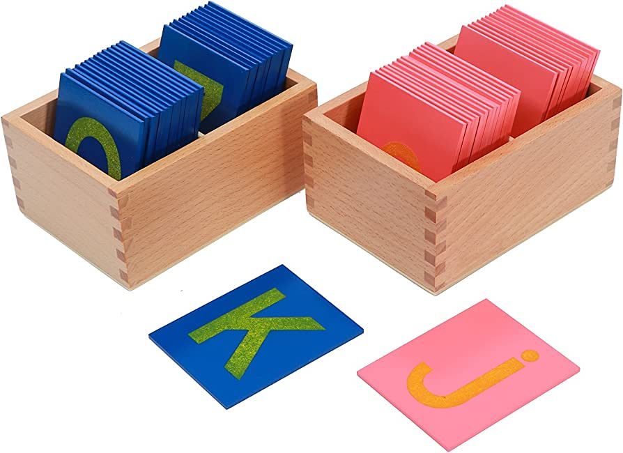 Montessori Sandpaper Capital Letters Set – Wooden Alphabets Learning Toy
