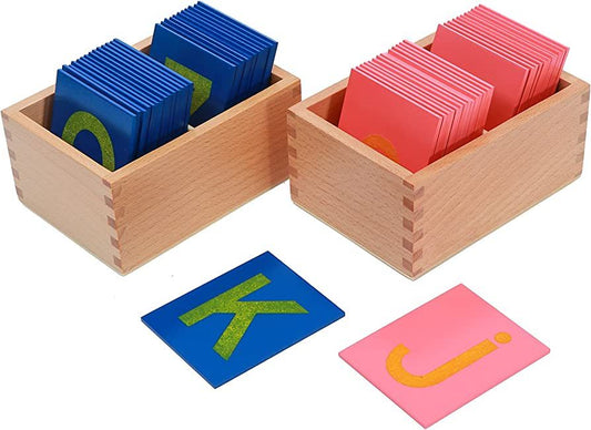 Montessori Sandpaper Capital Letters Set – Wooden Alphabets Learning Toy