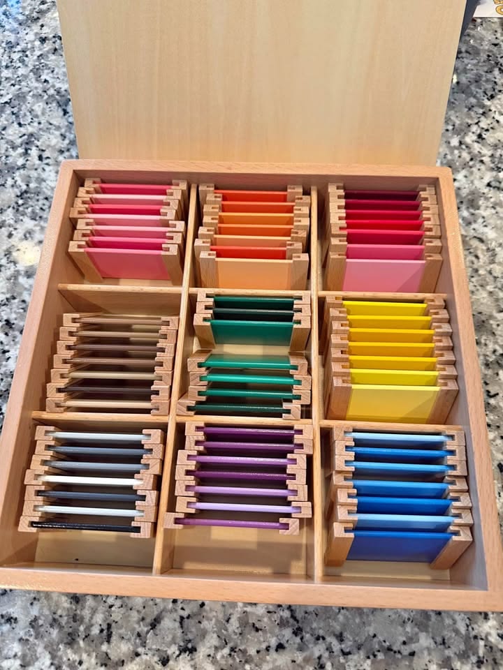 Montessori Wooden Color Tablets (Box 3) – 63 Pieces Color Grading & Shades Sensory Toy