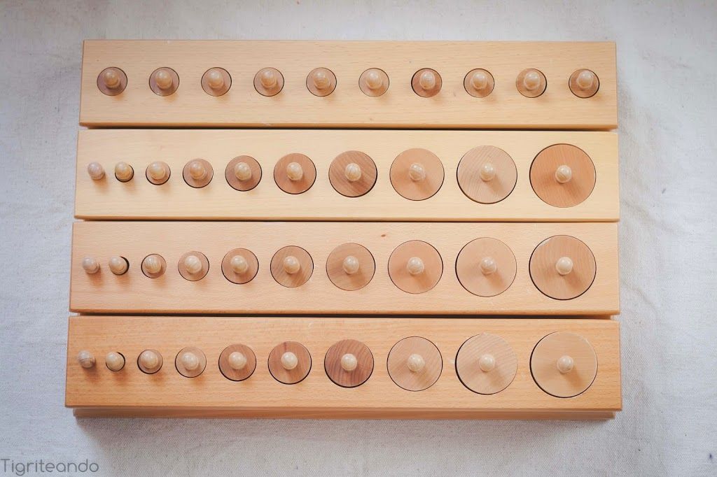 Montessori Wooden Cylinder Blocks Set – Size & Dimension Discrimination Educational Toy