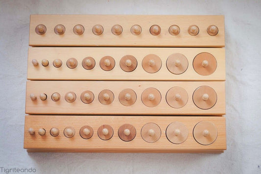 Montessori Wooden Cylinder Blocks Set – Size & Dimension Discrimination Educational Toy
