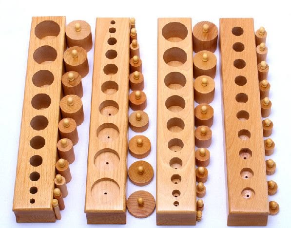 Montessori Wooden Cylinder Blocks Set – Size & Dimension Discrimination Educational Toy