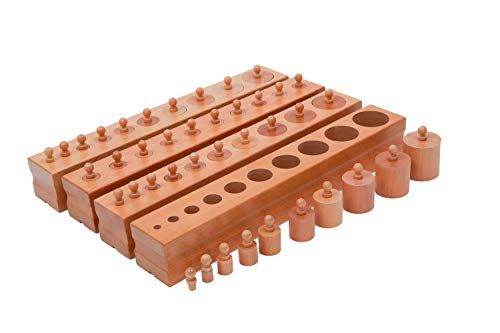 Montessori Wooden Cylinder Blocks Set – Size & Dimension Discrimination Educational Toy