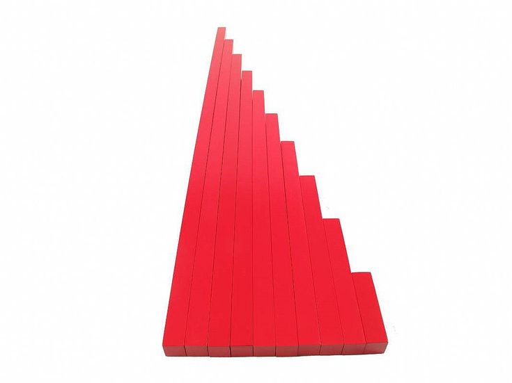 Montessori Wooden Long Rods Set (Red Rods) – 10 Pieces Length & Dimension Learning Material