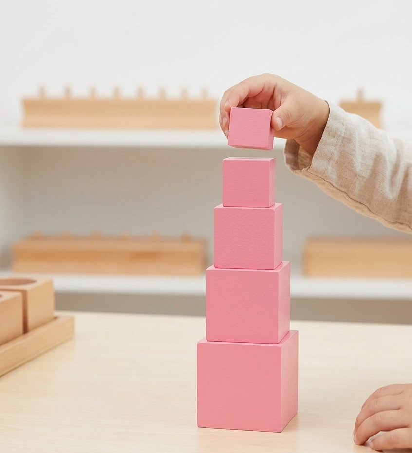 Montessori Pink Tower Wooden Learning Toy for Kids