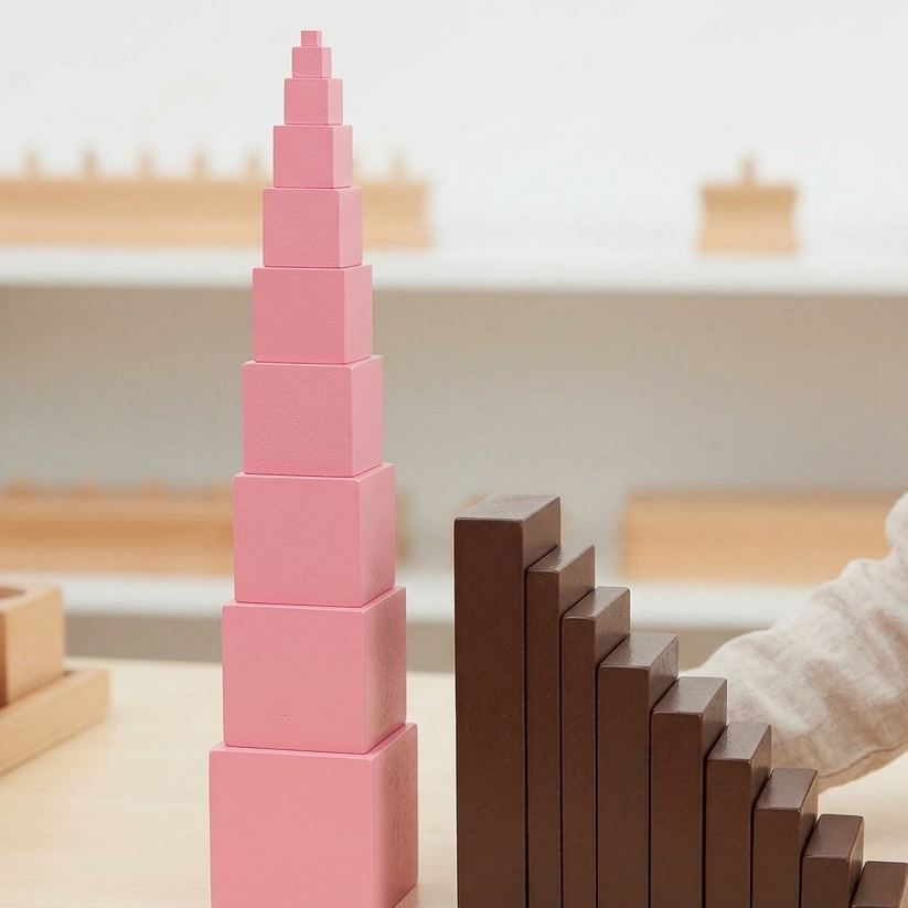 Montessori Pink Tower Wooden Learning Toy for Kids