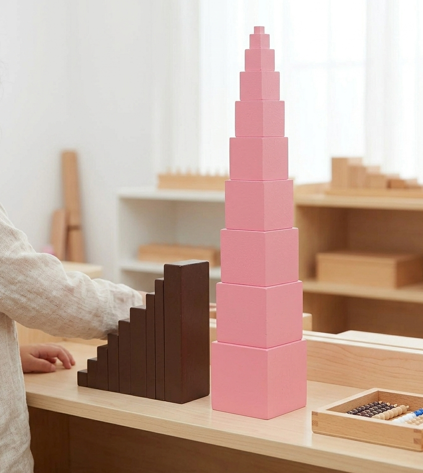 Montessori Pink Tower Wooden Learning Toy for Kids